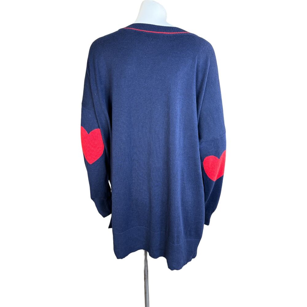 Studio Park x Amy Stran V-Neck Heart Sleeve Sweater Navy Size 2X‎